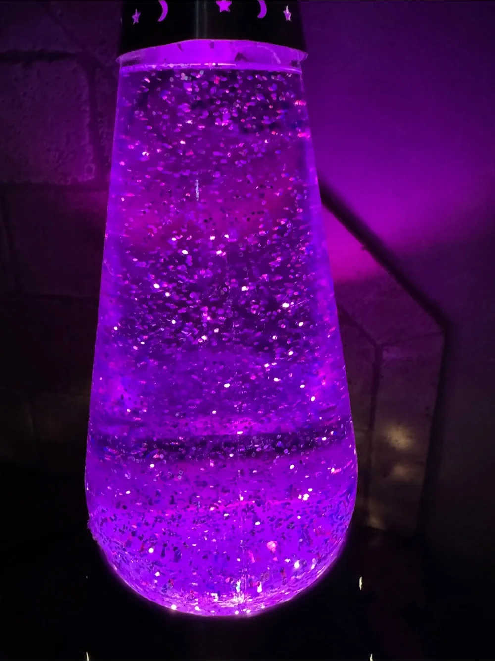 Vintage Original Lava Lite Wizard Glitter Lamp Purple Liquid Moon  Stars Works!